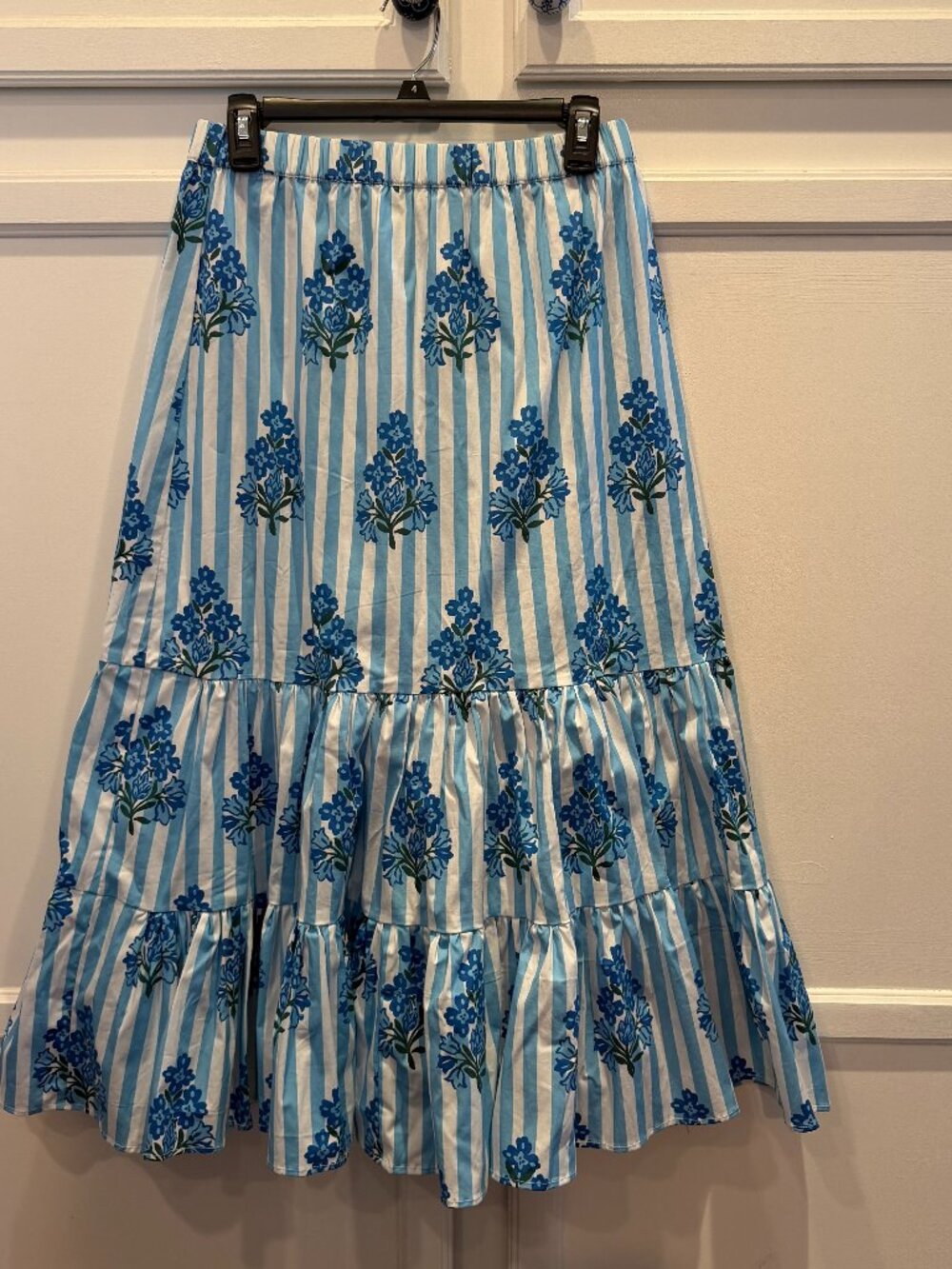 NWT Sail to Sable Hydrangea w/ Stripe Stretch Waist Poplin Skirt  Sz S